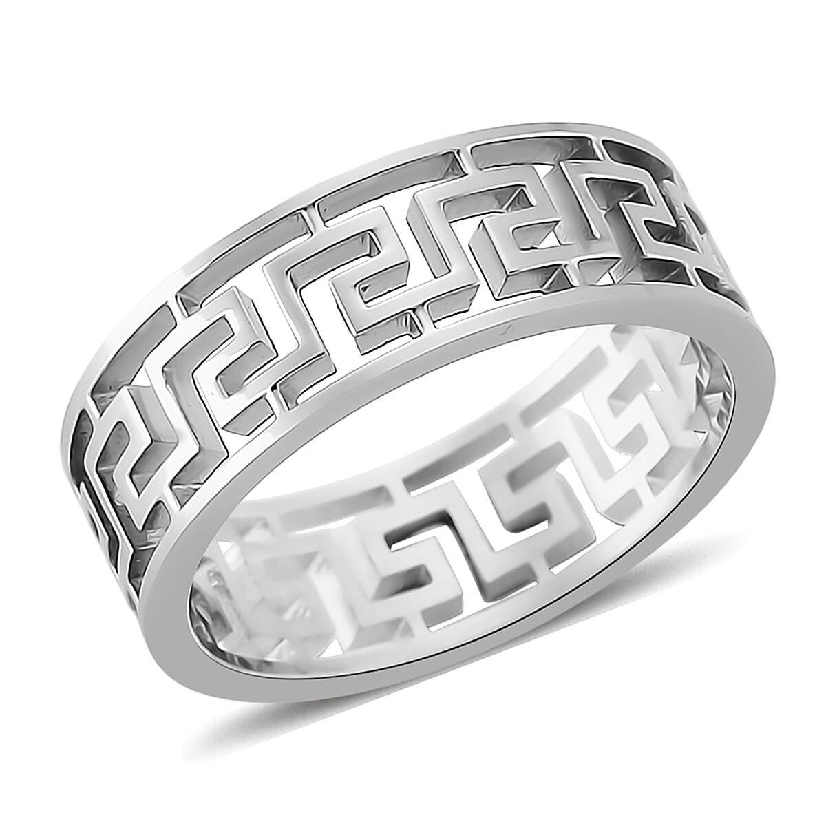 Timeless Greek Key Band Ring in Stainless Steel (Size 9.0) image number 0