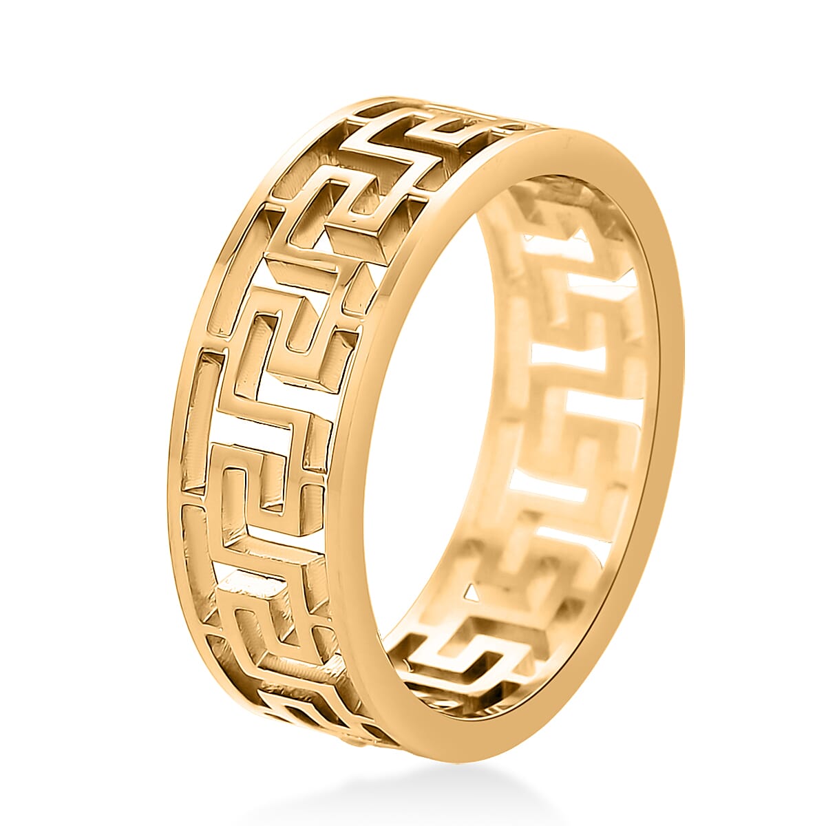 Timeless Greek Key Band Ring in ION Plated YG Stainless Steel (Size 7.0) image number 3