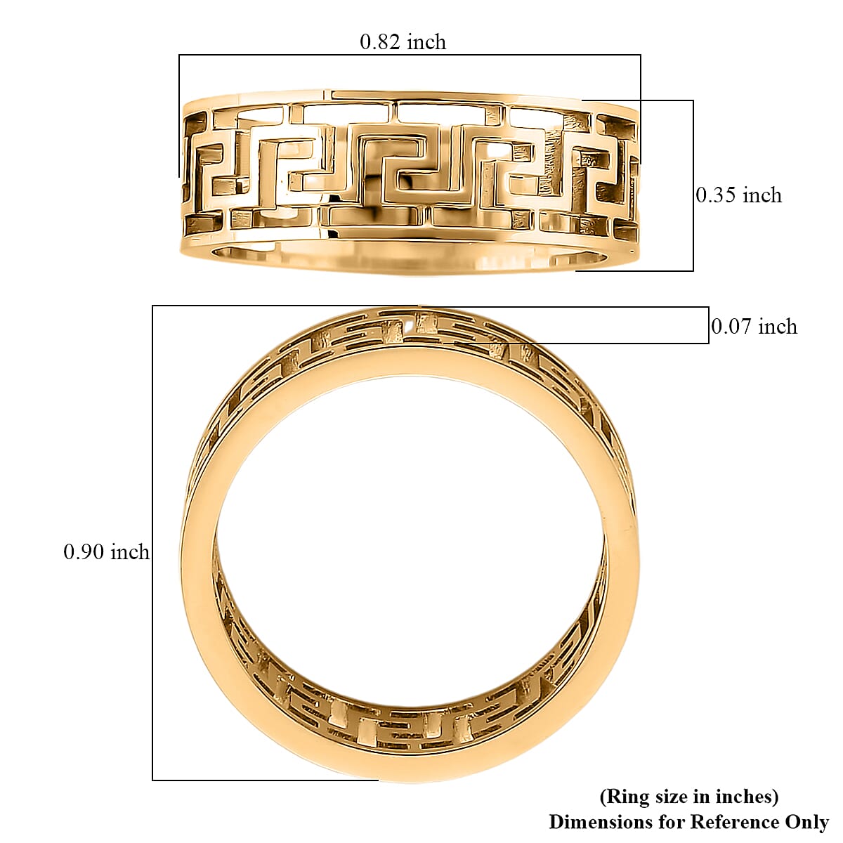 Timeless Greek Key Band Ring in ION Plated YG Stainless Steel (Size 7.0) image number 5