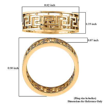 Greek Key Band Ring in ION Plated YG Stainless Steel (Size 7.0)
