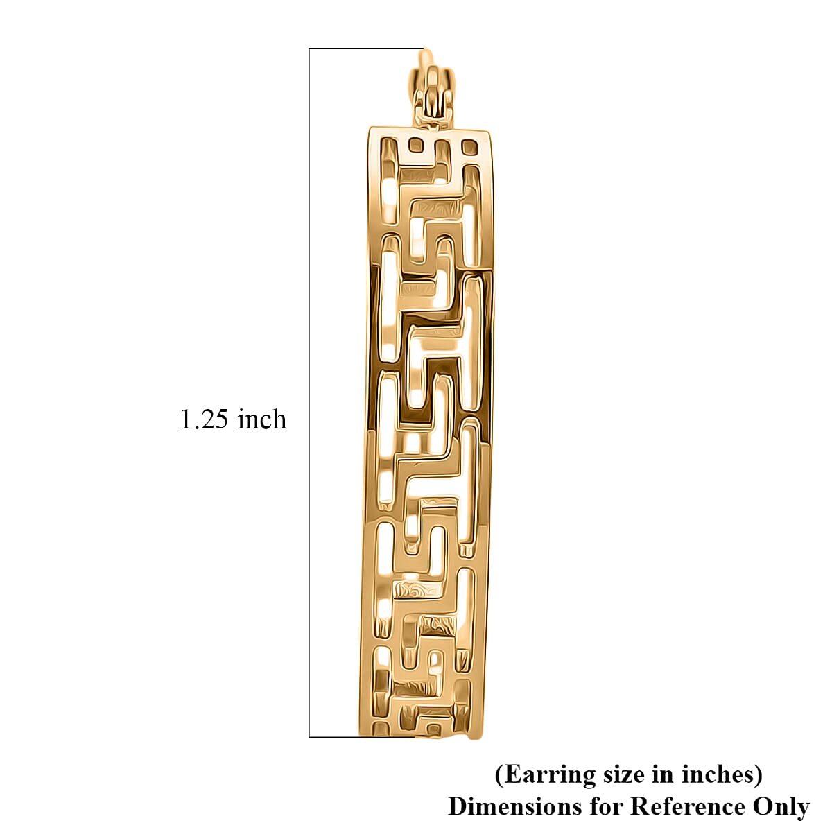 Timeless Greek Key Hoop Earrings in ION Plated YG Stainless Steel image number 5