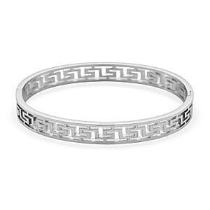 Greek Key Bangle Bracelet in Stainless Steel (7.25 Inches)