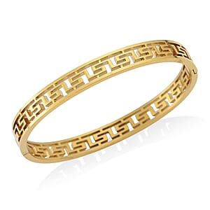 Timeless Greek Key Bangle Bracelet in ION Plated YG Stainless Steel (7.25 In)