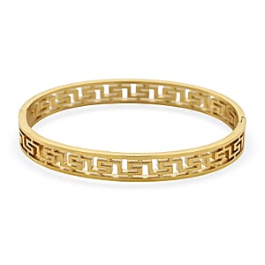 Greek Key Bangle Bracelet in ION Plated YG Stainless Steel (7.25 Inches)