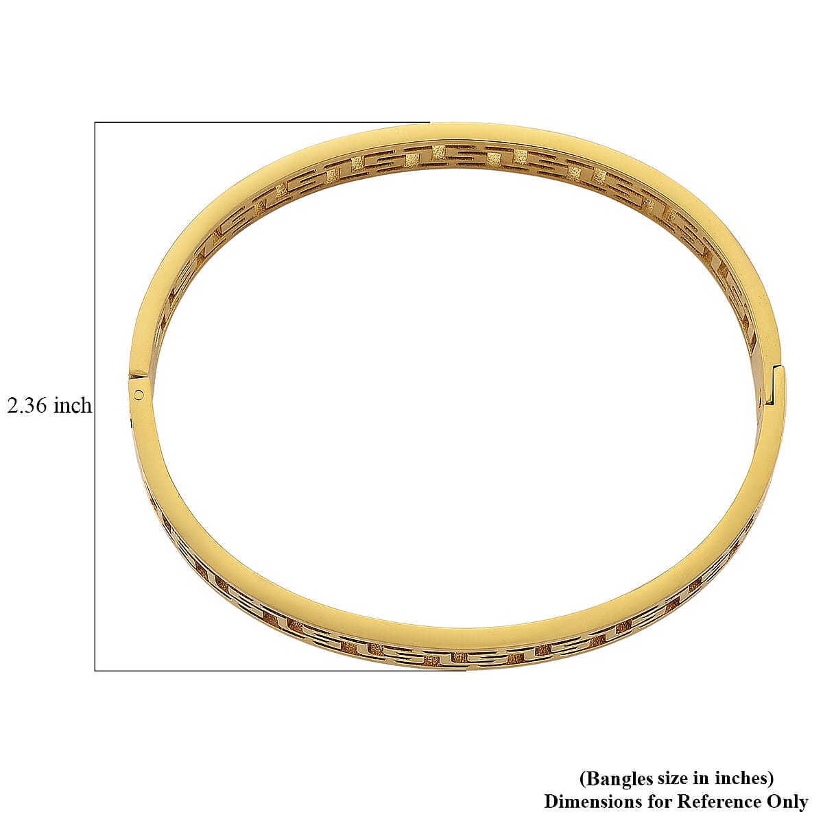 Timeless Greek Key Bangle Bracelet in ION Plated YG Stainless Steel (7.25 In) image number 6