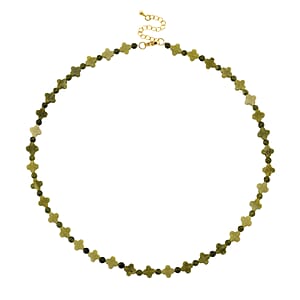 Connemara Marble 75.00 ctw Beaded and Irish Clover Necklace in Goldtone 18-20 Inches