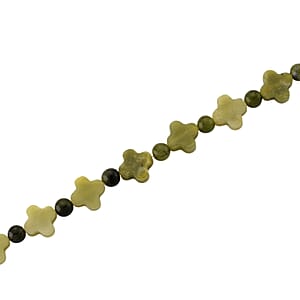 Connemara Marble 75.00 ctw Beaded and Irish Clover Necklace in Goldtone 18-20 Inches