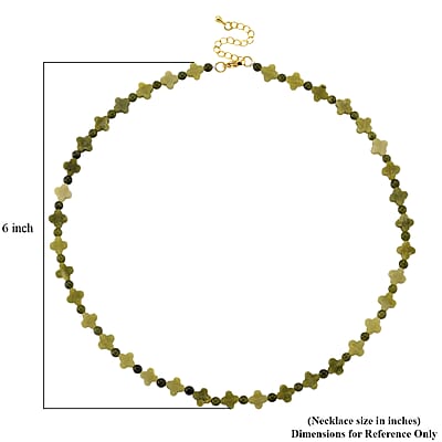 Connemara Marble 75.00 ctw Beaded and Irish Clover Necklace in Goldtone 18-20 Inches