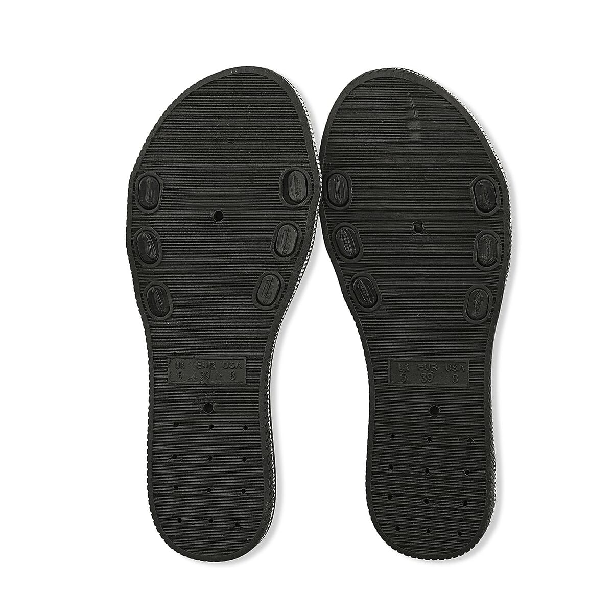 LOVE 83 Black Denim Stud and Rhinestone Slides - Size 6 image number 4