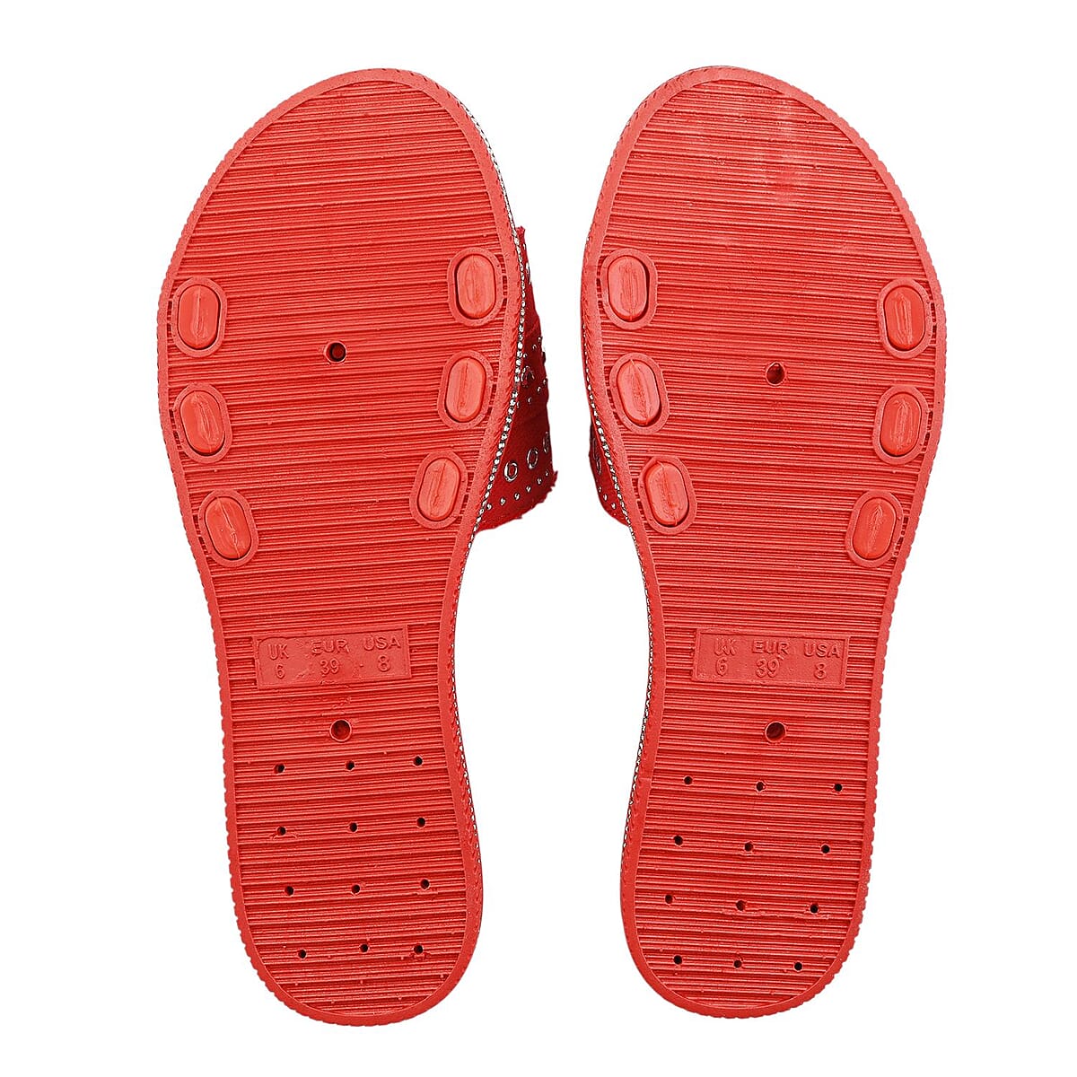 LOVE 83 Black Denim Stud and Rhinestone Slides - M image number 4