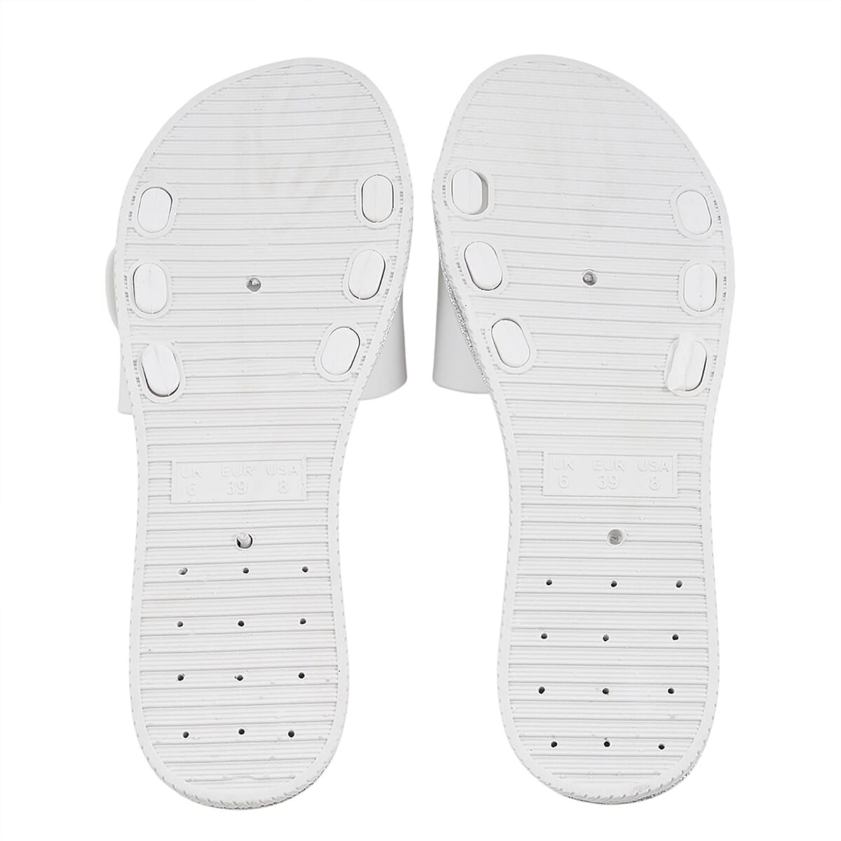 LOVE 83 White Rhinestone Buckle Slides - XL image number 5