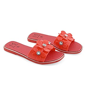 MATERIAL GIRL Red Floral EVA Slides - L