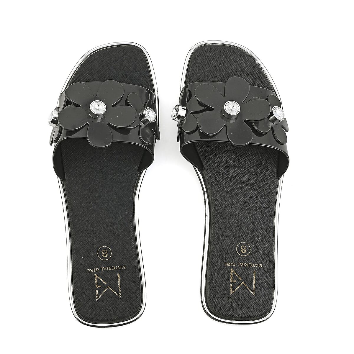 MATERIAL GIRL Black Floral EVA Slides - M image number 3