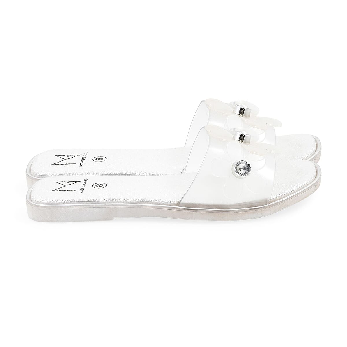 MATERIAL GIRL Clear Floral EVA Slides - Size 7 image number 1