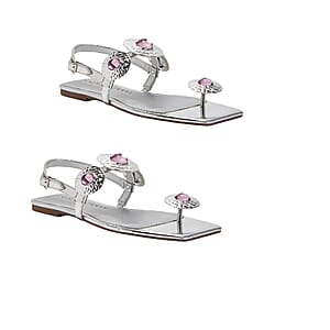KATY PERRY Silver The Camie Stone Sandal - Size 8