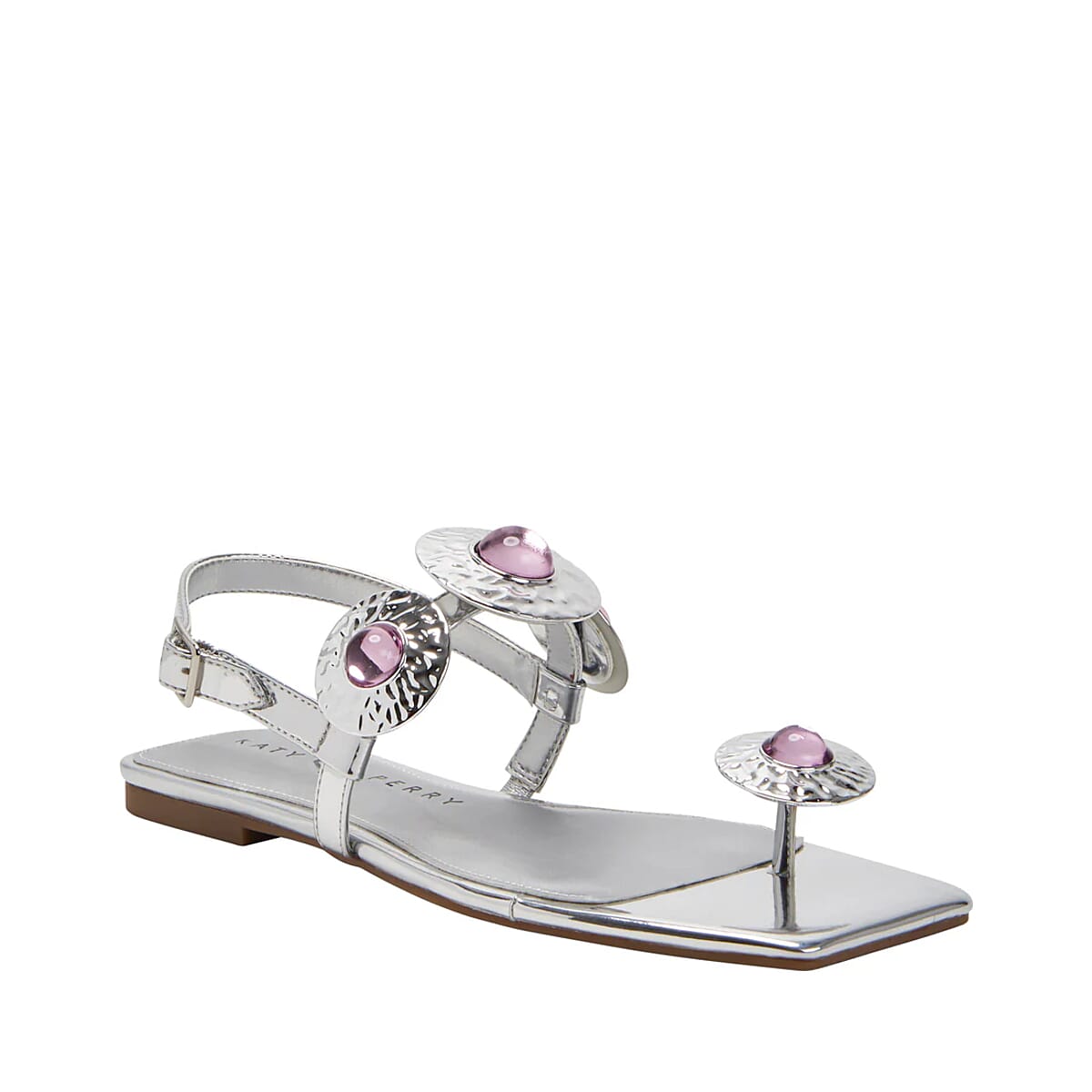 KATY PERRY Silver The Camie Stone Sandal - Size 8 image number 1