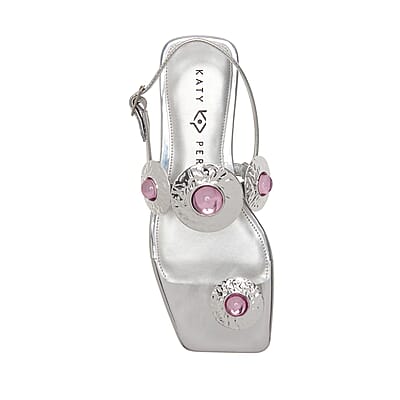 KATY PERRY Silver The Camie Stone Sandal - Size 8