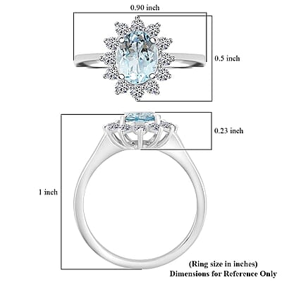 Certified & Appraised AAA Santa Maria Aquamarine and G-H SI Luxuriant Lab Grown Diamond 2.18 ctw Ring in 10K White Gold (Size 10.0)