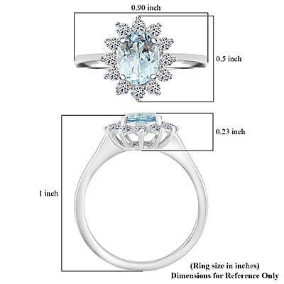 Certified & Appraised AAA Santa Maria Aquamarine and G-H SI Luxuriant Lab Grown Diamond 2.18 ctw Ring in 10K White Gold (Size 7.0)