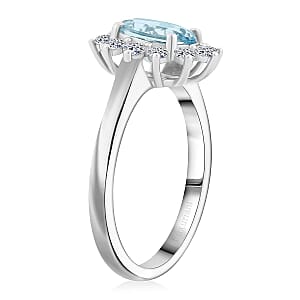 Certified & Appraised AAA Santa Maria Aquamarine and G-H SI Luxuriant Lab Grown Diamond 2.18 ctw Ring in 10K White Gold (Size 8.5)