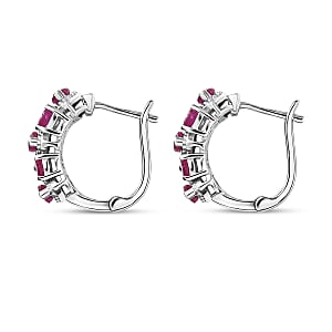 D'Joy Niassa Ruby (FF) 3.70 ctw Royal Lineage Earrings in Rhodium Over Sterling Silver
