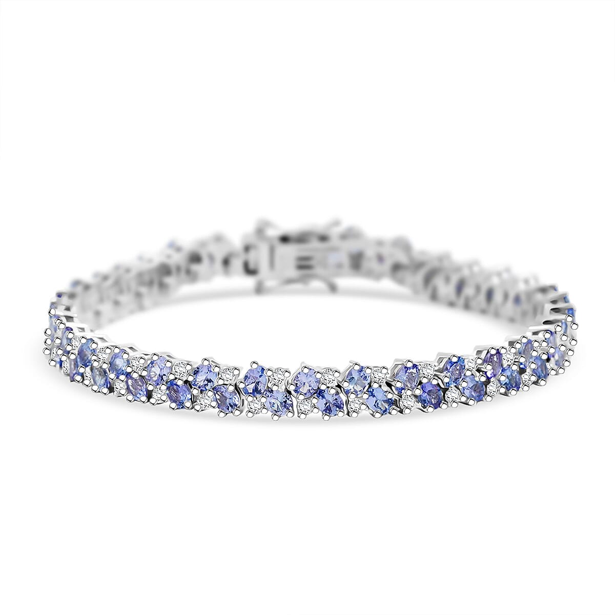 D'Joy Tanzanite and Moissanite 10.80 ctw Blue Sky in Night Bracelet in Rhodium Over Sterling Silver (6.50 In) image number 0