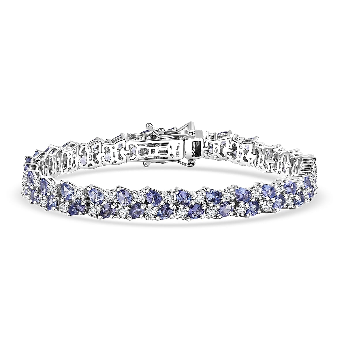D'Joy Tanzanite and Moissanite 11.20 ctw Blue Sky in Night Bracelet in Rhodium Over Sterling Silver (6.50 In) image number 0