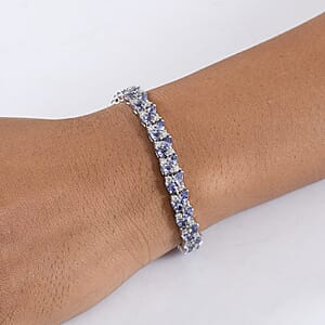 D'Joy Tanzanite and Moissanite 11.20 ctw Blue Sky in Night Bracelet in Rhodium Over Sterling Silver (6.50 In)