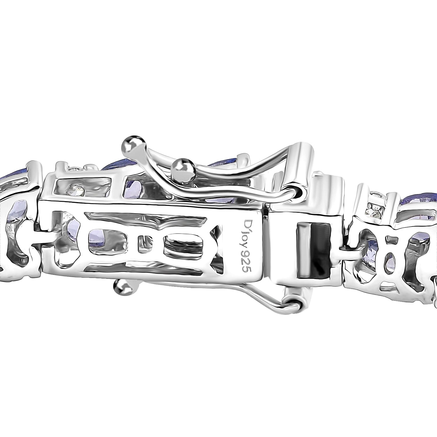 D'Joy Tanzanite and Moissanite 11.20 ctw Blue Sky in Night Bracelet in Rhodium Over Sterling Silver (6.50 In)