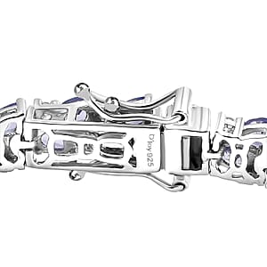 D'Joy Tanzanite and Moissanite 11.20 ctw Blue Sky in Night Bracelet in Rhodium Over Sterling Silver (6.50 In)