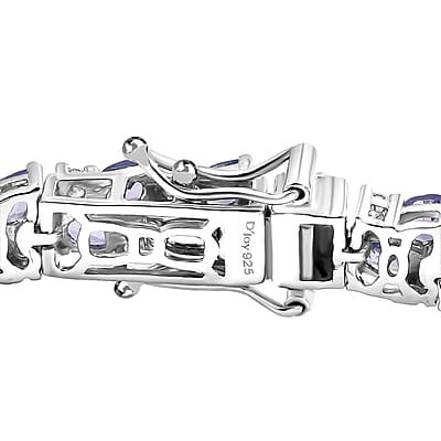 D'Joy Tanzanite and Moissanite 11.20 ctw Blue Sky in Night Bracelet in Rhodium Over Sterling Silver (6.50 In)