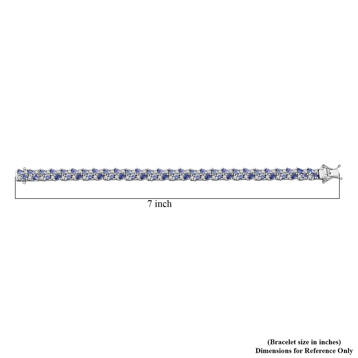 D'Joy Tanzanite and Moissanite 11.20 ctw Blue Sky in Night Bracelet in Rhodium Over Sterling Silver (6.50 In)