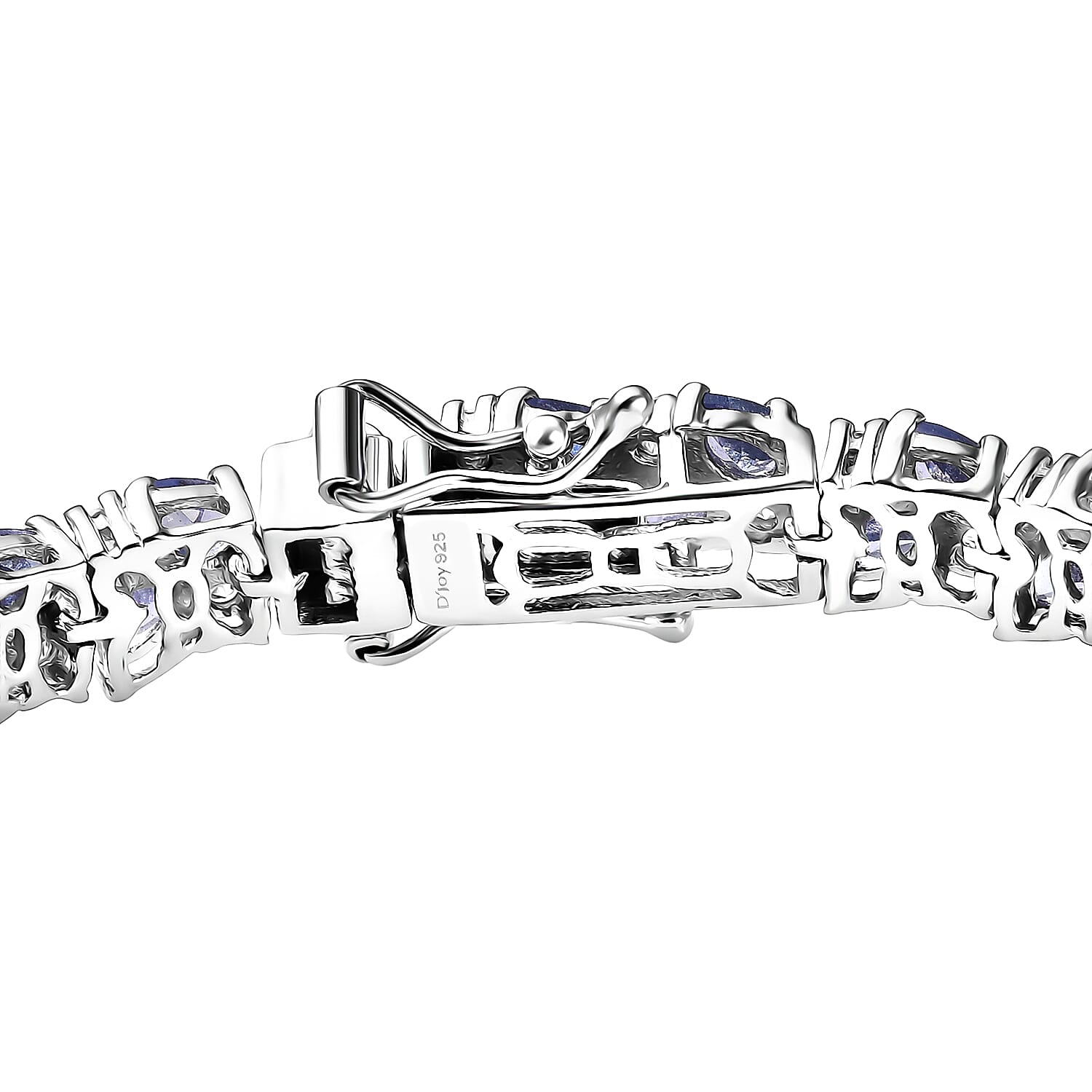 D'Joy Tanzanite and Moissanite 11.60 ctw Blue Sky in Night Bracelet in Rhodium Over Sterling Silver (7.25 In)