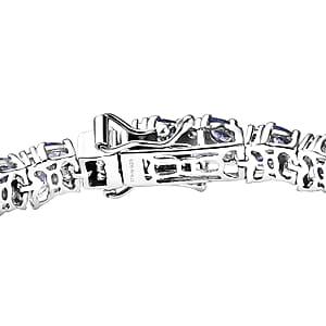 D'Joy Tanzanite and Moissanite 11.60 ctw Blue Sky in Night Bracelet in Rhodium Over Sterling Silver (7.25 In)