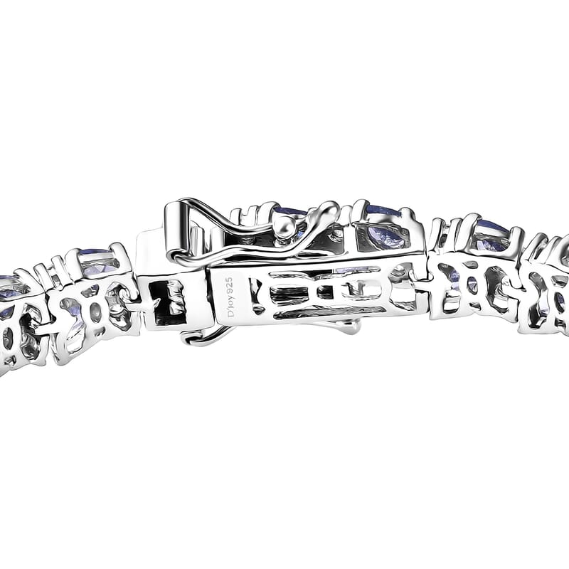 D'Joy Tanzanite and Moissanite 11.60 ctw Blue Sky in Night Bracelet in Rhodium Over Sterling Silver (7.25 In)