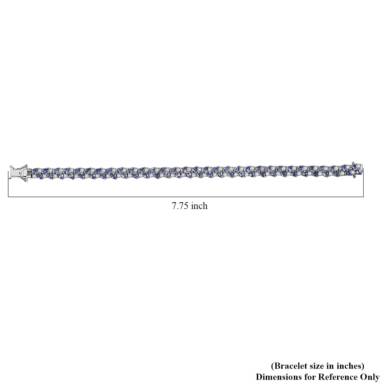 D'Joy Tanzanite and Moissanite 11.60 ctw Blue Sky in Night Bracelet in Rhodium Over Sterling Silver (7.25 In)