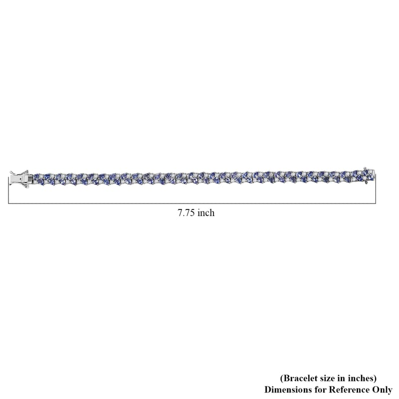 D'Joy Tanzanite and Moissanite 11.60 ctw Blue Sky in Night Bracelet in Rhodium Over Sterling Silver (7.25 In)