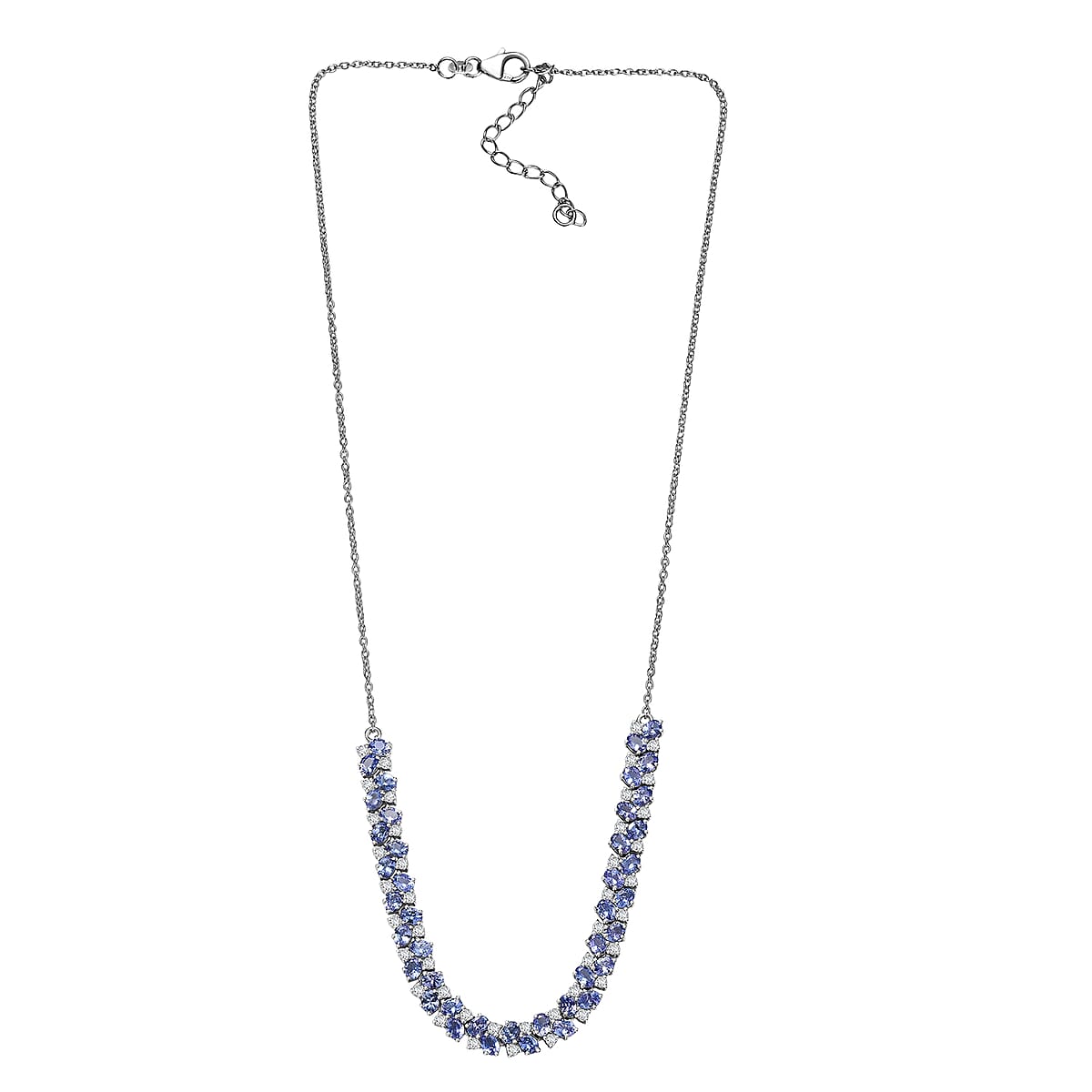 D'Joy Tanzanite and Moissanite 8.40 ctw Necklace 18 Inches in Rhodium Over Sterling Silver image number 3
