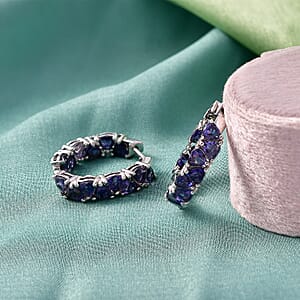 D'Joy Premium Catalina Iolite 5.50 ctw Hoop Earrings in Rhodium Over Sterling Silver
