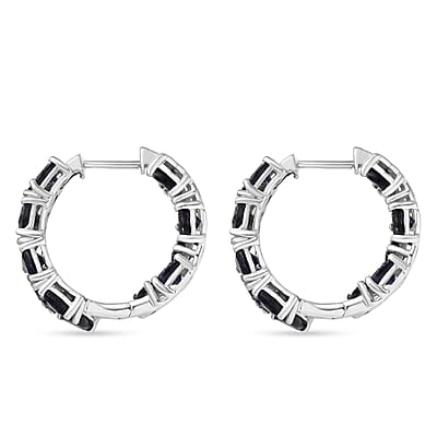 D'Joy Premium Catalina Iolite 5.50 ctw Hoop Earrings in Rhodium Over Sterling Silver