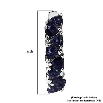 D'Joy Premium Catalina Iolite 5.50 ctw Hoop Earrings in Rhodium Over Sterling Silver