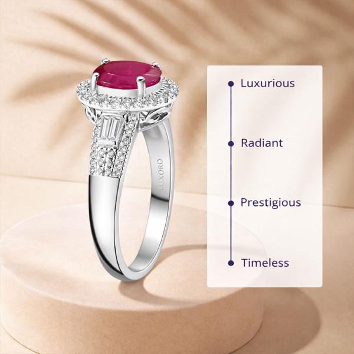 Luxoro AAA Montepuez Ruby, Diamond (G-H, I2) Halo Ring in 10K White Gold 3.50 ctw (Size 6.0) image number 3