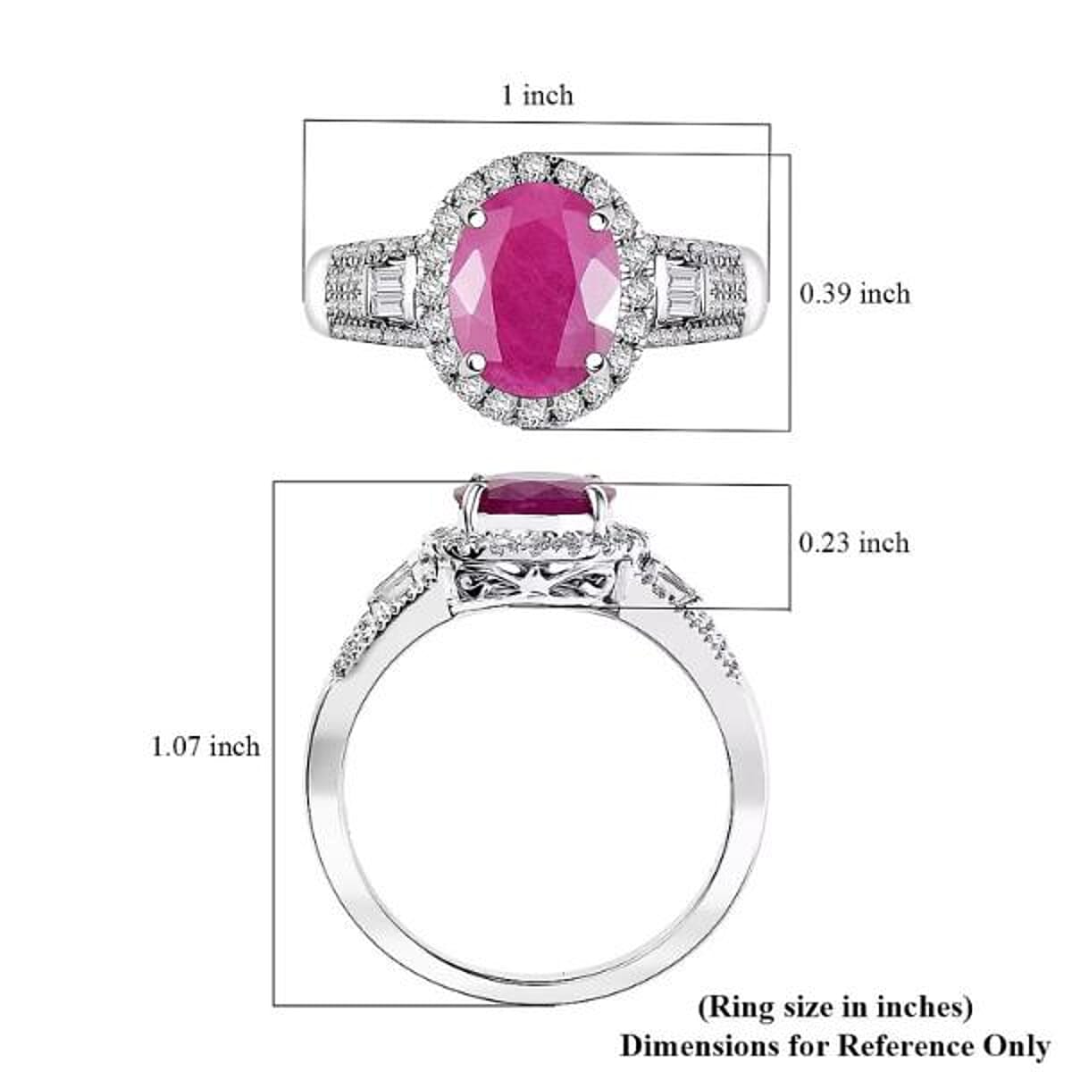 Luxoro AAA Montepuez Ruby, Diamond (G-H, I2) Halo Ring in 10K White Gold 3.50 ctw (Size 6.0) image number 5