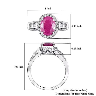 Luxoro AAA Montepuez Ruby, Diamond (G-H, I2) Halo Ring in 10K White Gold 3.50 ctw (Size 8.0)