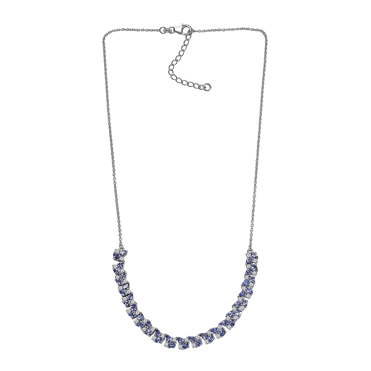 D'Joy Tanzanite and Moissanite 8.00 ctw Blue Sky in Night Necklace 18 Inches in Rhodium Over Sterling Silver  image number 3