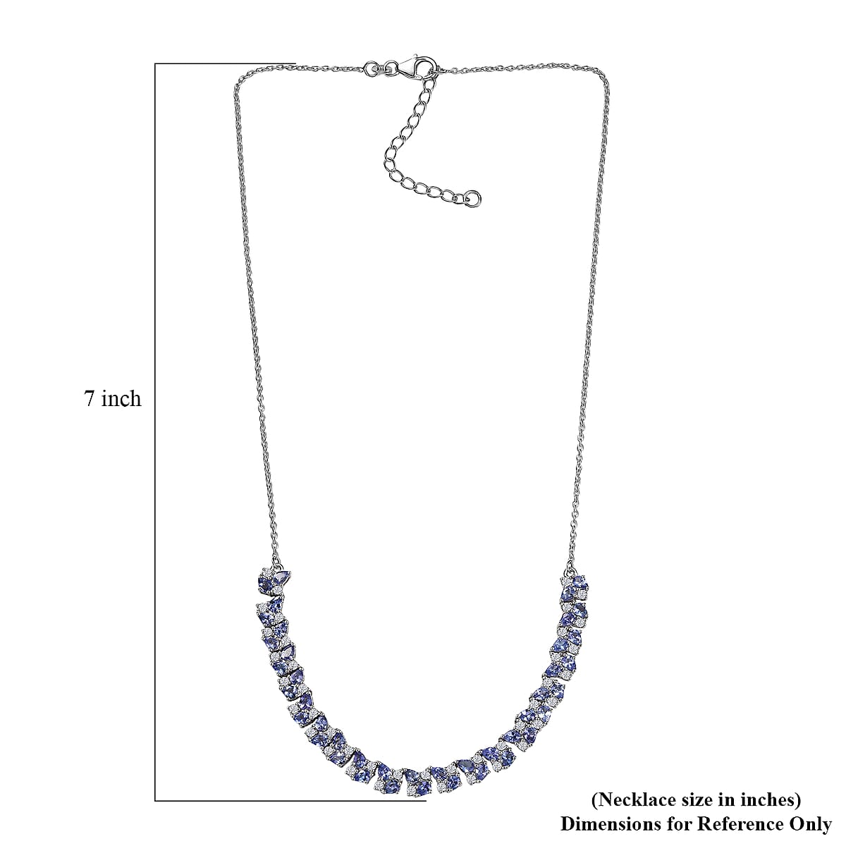 D'Joy Tanzanite and Moissanite 8.00 ctw Blue Sky in Night Necklace 18 Inches in Rhodium Over Sterling Silver  image number 5