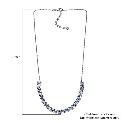 D'Joy Tanzanite and Moissanite 8.00 ctw Blue Sky in Night Necklace 18 Inches in Rhodium Over Sterling Silver
