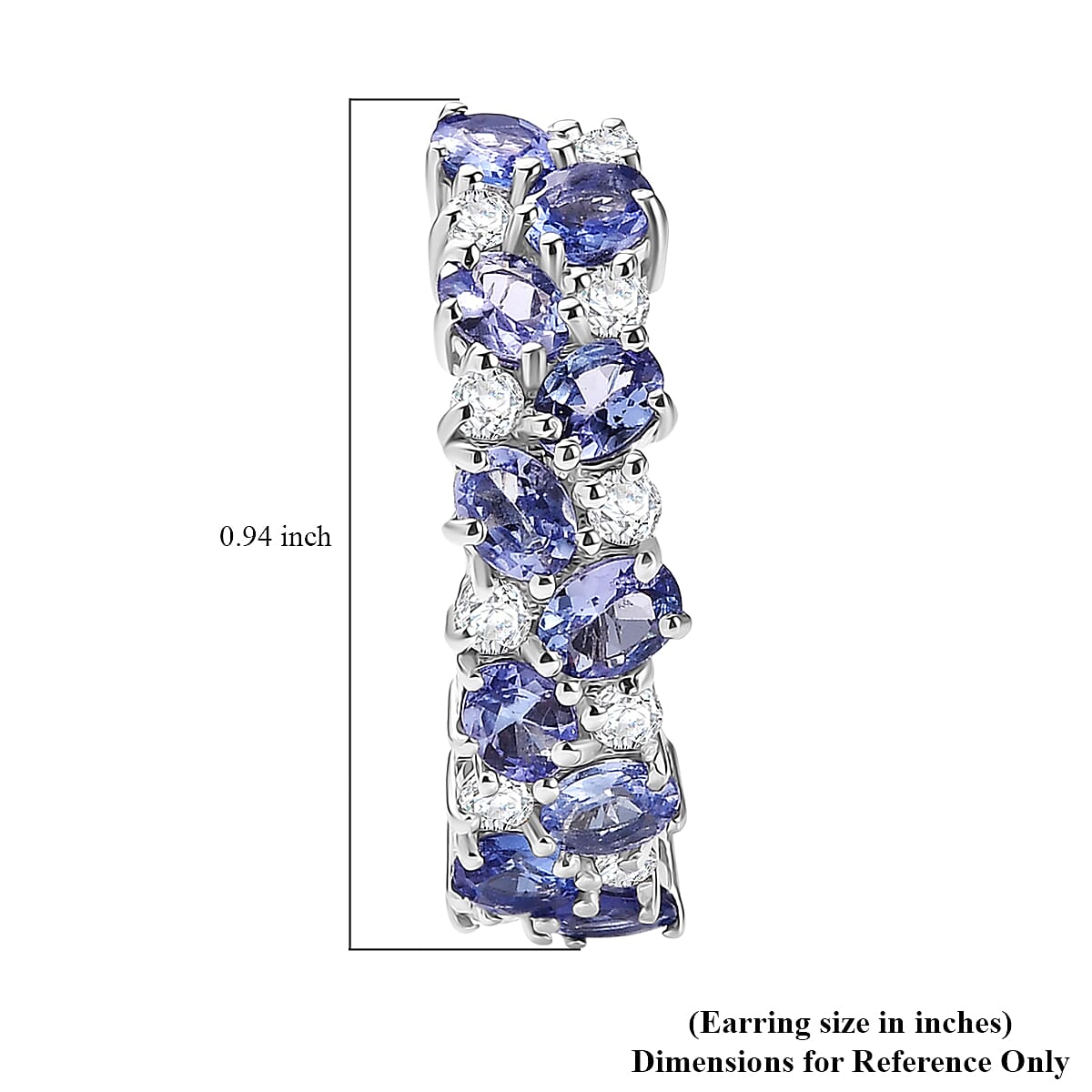 D'Joy Tanzanite and Moissanite 4.00 ctw Hoop Earrings in Rhodium Over Sterling Silver  image number 5