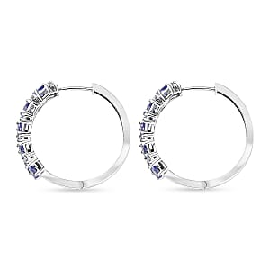 D'Joy Tanzanite and Moissanite 3.40 ctw Blue Sky in Night Earrings in Rhodium Over Sterling Silver