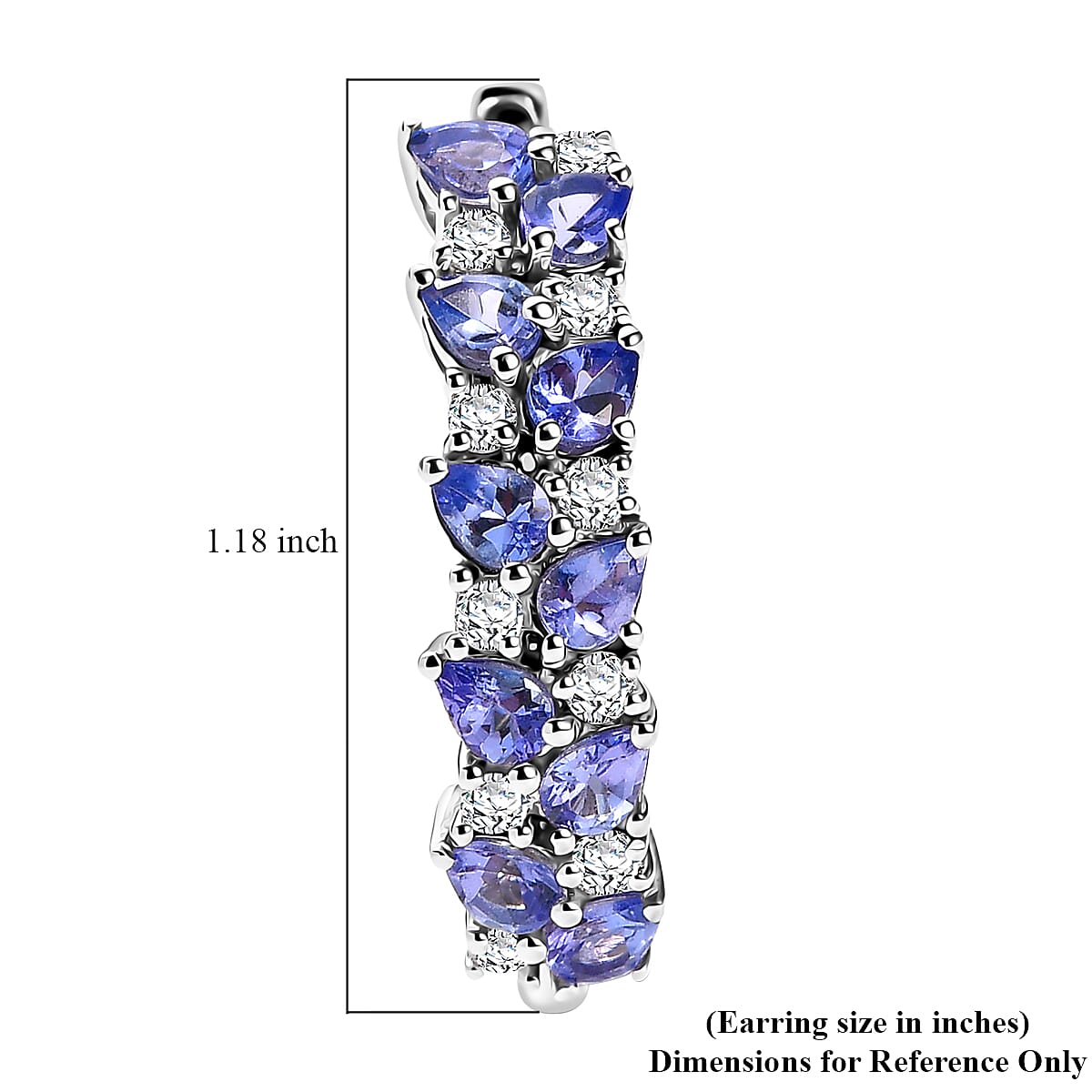 D'Joy Tanzanite and Moissanite 3.40 ctw Hoop Earrings in Rhodium Over Sterling Silver image number 4